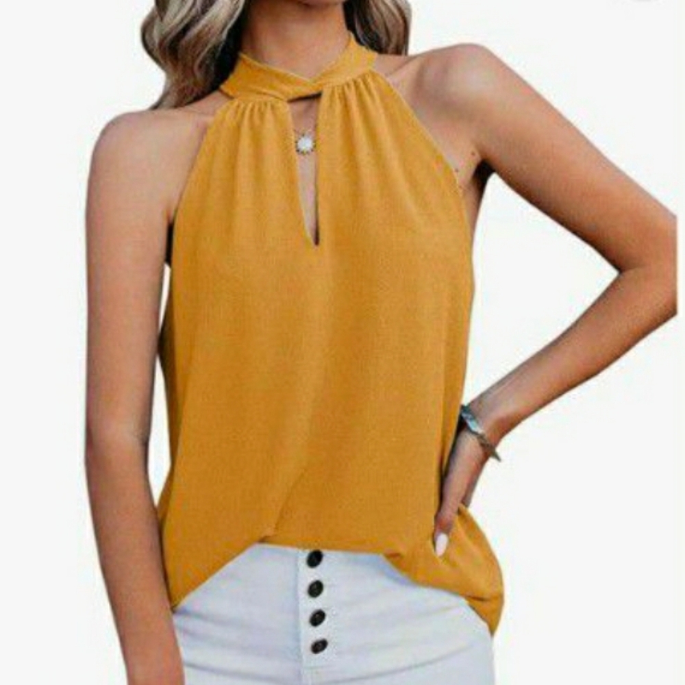 Casual Womens Halter top Knot bow Top (XL)